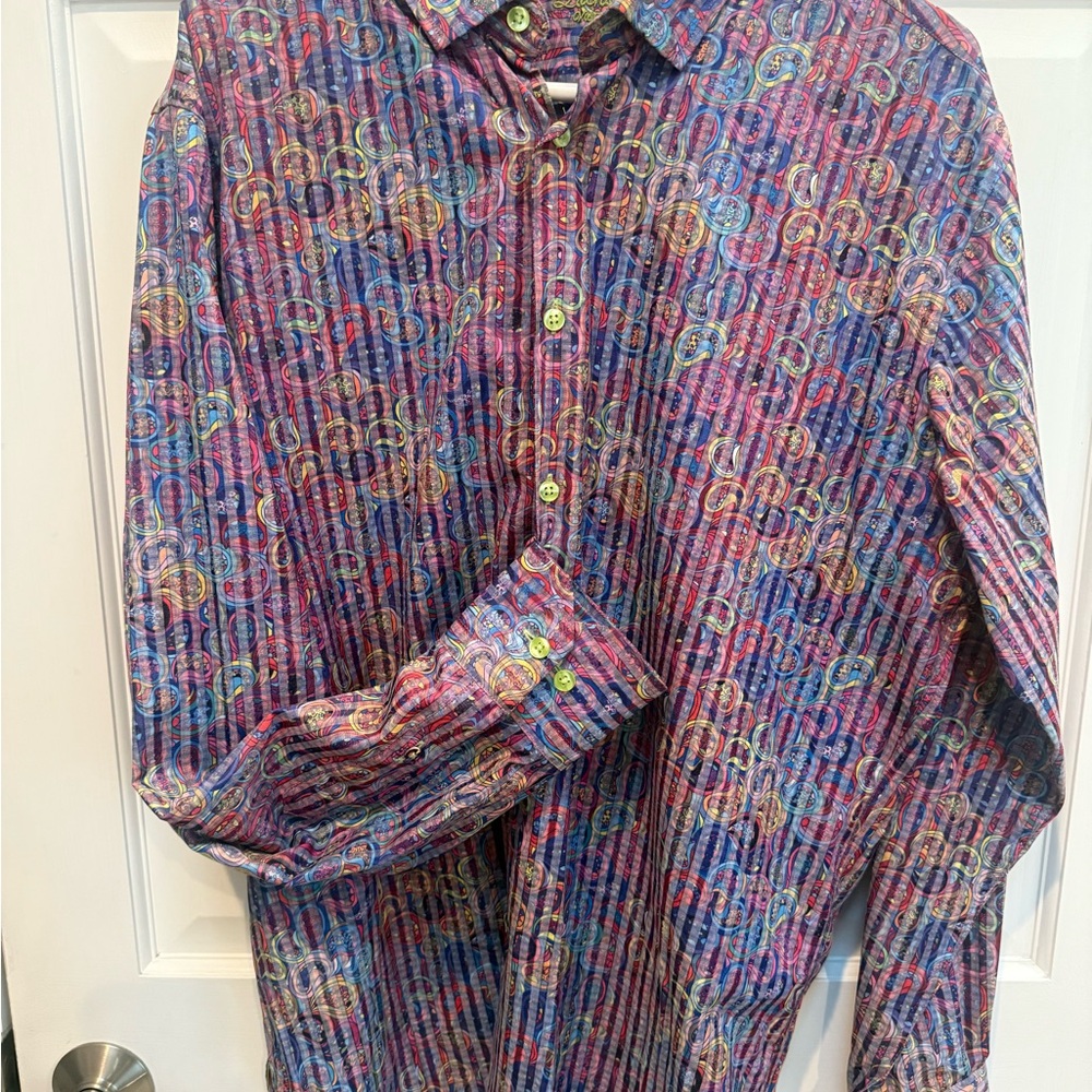 Luchiano Visconti Button Down Shirt with Vibrant Pattern